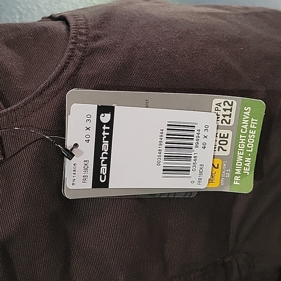 Carhartt FR Dark Brown NWT Loose Fit Midweight Canvas Pants Size 40 X 26 - Picture 4 of 13